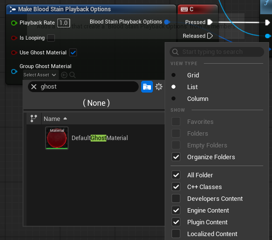 Finding the default ghost material